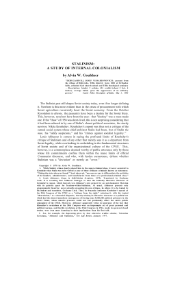 Stalinism: A Study of Internal Colonialism