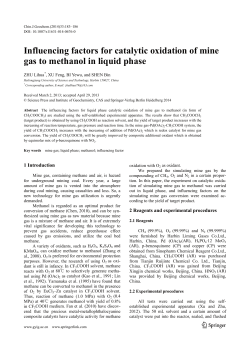 Influencing factors for catalytic oxidation of mine gas to methanol in