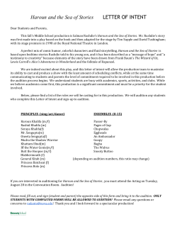 Haroun and the Sea of Stories LETTER OF INTENT