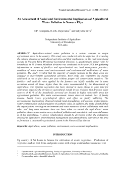 An Assessment of Social and Environmental Implications of