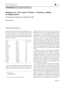 Hjalmar Fors, The Limits of Matter&mdash;Chemistry, mining