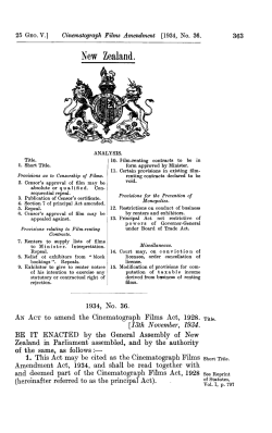 25 GEO V 1934 No 36 Cinematograph Films Amendment