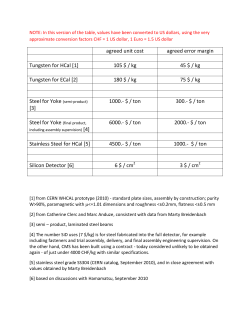 agreed unit cost agreed error margin Tungsten for HCal [1] 105
