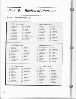 UNIT 8: Review of Units S-7