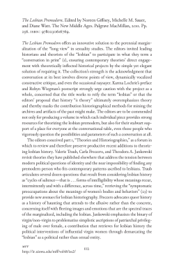 The Lesbian Premodern - Iowa Research Online