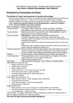 GCE AS/A2 Product Design: Textiles AQA Subject Content