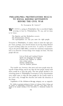 PHILADELPHIA PROTESTANTISM REACFS TO SOCIAL REFORM