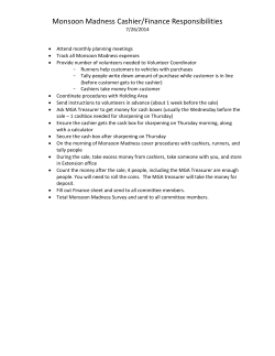 Cashier, Tally, Runner Responsibilities