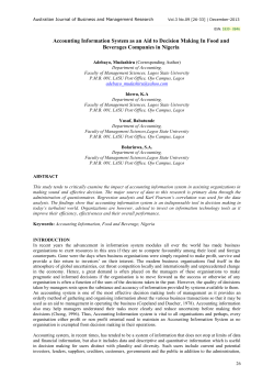 Accounting Information System as an Aid to Decision Making In