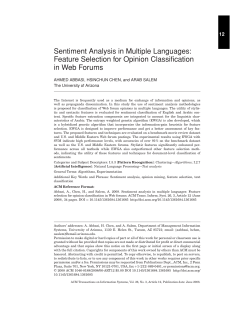 Sentiment Analysis in Multiple Languages: Feature Selection for