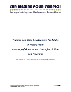 Inventory of Government Strategies, Policies and Programs