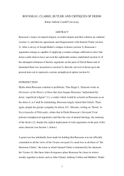 rousseau, clarke, butler and critiques of deism - ORCA