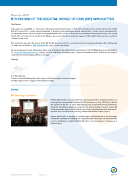 5th edition of the societal impact of pain (sip) newsletter