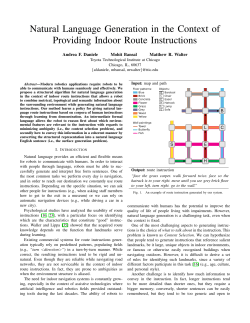Natural Language Generation in the context of Providing Indoor
