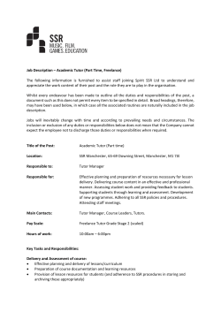 Job Description – Academic Tutor (Part Time, Freelance) The