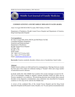 COMMON GENETICS AND METABOLIC DISEASES IN SAUDI