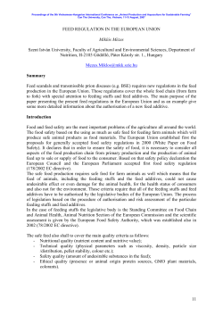 FEED REGULATION IN THE EUROPEAN UNION