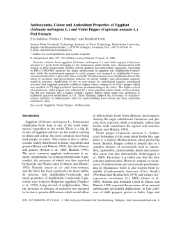 Anthocyanins, Colour and Antioxidant Properties of Eggplant