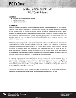 INSTALLATION GUIDELINE: POLYQuik® Primers