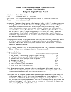 INTL 384, Langston Hughes