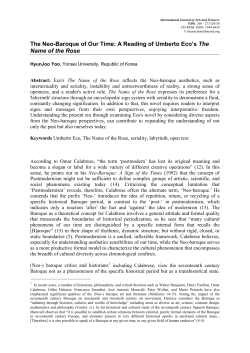 The Neo-Baroque of Our Time: A Reading of Umberto Eco`s The
