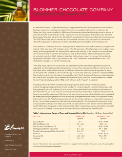 SATURATED AND TRANS FAT - Blommer Chocolate Company