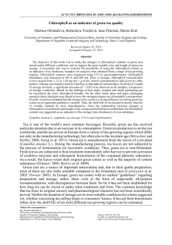 Chlorophyll as an indicator of green tea quality Martina O&scaron;ť&aacute;dalov&aacute;