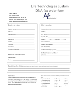 Life Technologies custom DNA fax order form