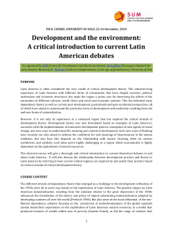 Development and the environment: A critical introduction to