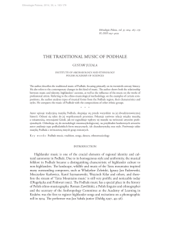 Ethnologia Polona (2014), The Traditional Music of Podhale