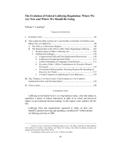 The Evolution of Federal Lobbying Regulation