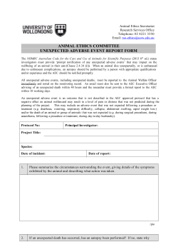 animal ethics committee unexpected adverse event report form