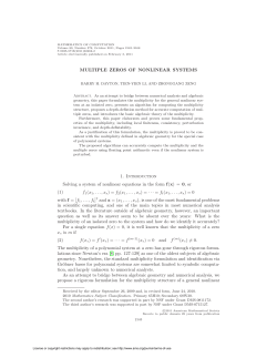 MULTIPLE ZEROS OF NONLINEAR SYSTEMS 1. Introduction