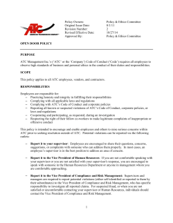 1 OPEN DOOR POLICY PURPOSE ATC Management Inc.`s (`ATC