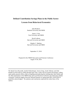 Defined Contribution Savings Plans in the Public Sector