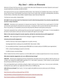 Hey Jane!&mdash;Advice on Honoraria