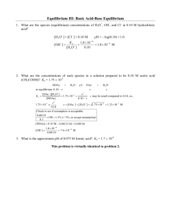 Basic Acid-Base Equilibrium