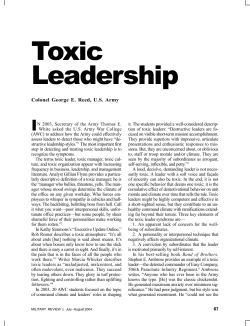 Toxic Leadership - relieved of command