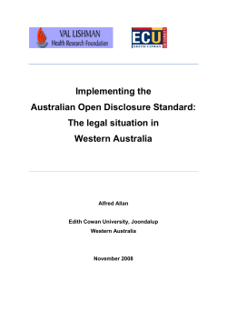 Implementing the Australian Open Disclosure Standard: The