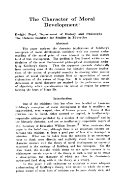 The Character of Moral Development1