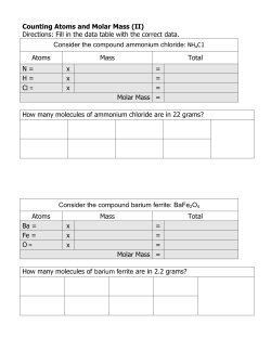 Counting Atoms and Molar Mass
