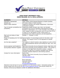 HIGH POINT UNIVERSITY POLL MEMO RELEASE 10/11/2016
