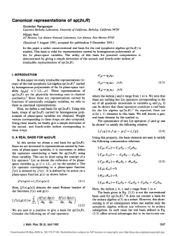 Canonical representations of sp(2n,R)