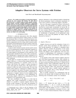 Adaptive Observers for Servo Systems with Friction