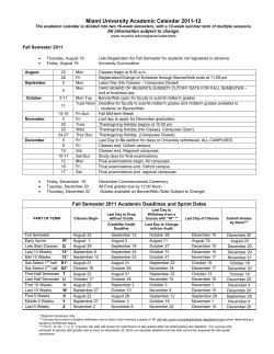 Miami University Academic Calendar 2011-12