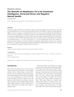 The benefits of meditation vis?&agrave;?vis emotional