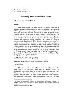 Forecasting Wheat Production in Pakistan