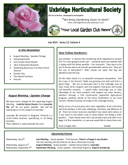 In this Newsletter Dear Fellow Gardeners