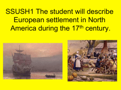 SSUSH1 The student will describe European settlement in North
