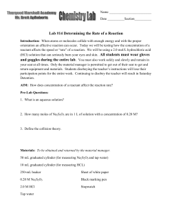 Lab #14 Determining the Rate of a Reaction